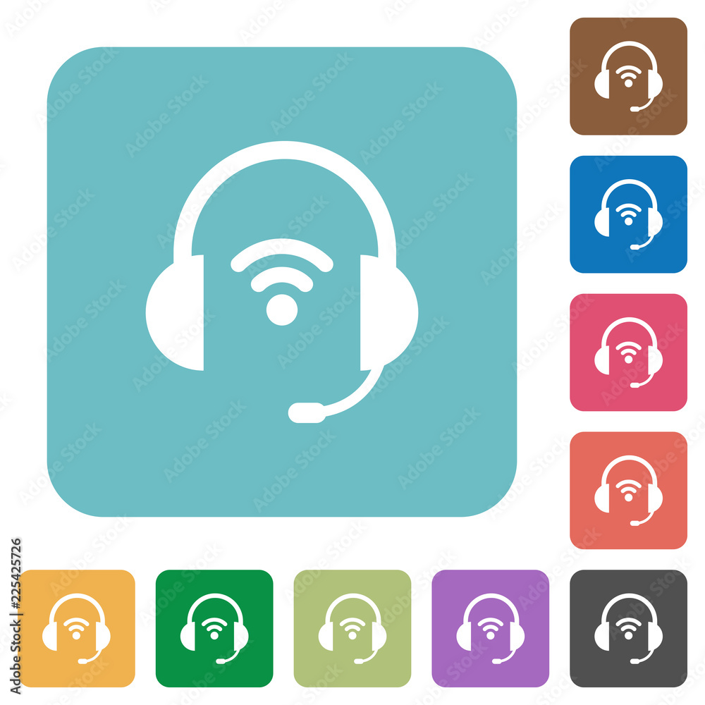 Wireless headset rounded square flat icons Wireless headset rounded square flat icons