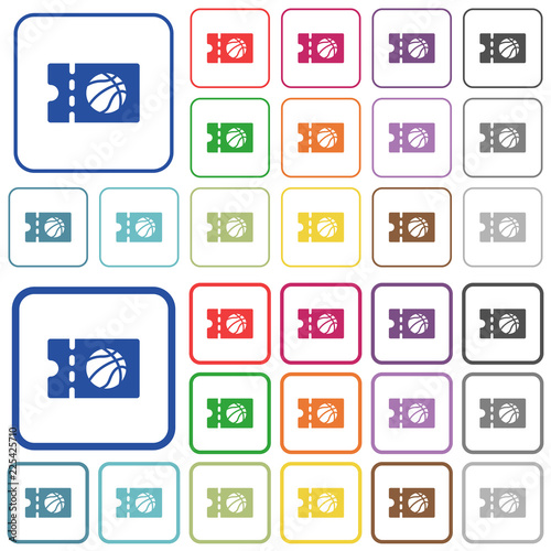 Basketball discount coupon outlined flat color icons