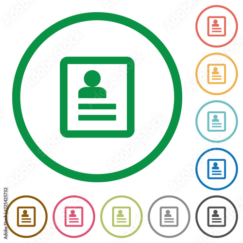 Contacts flat icons with outlines