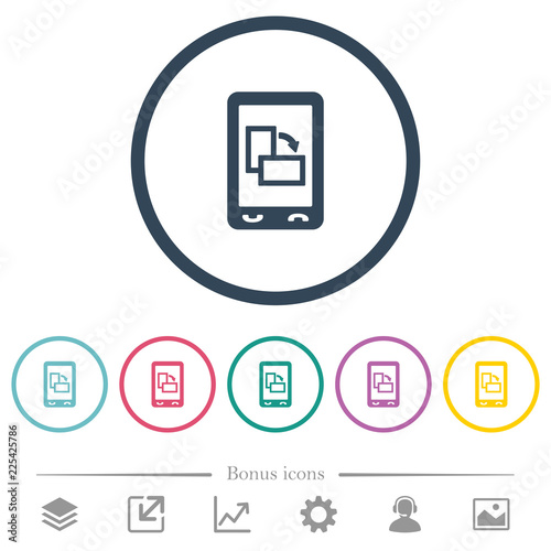 Change mobile display orientation flat color icons in round outlines