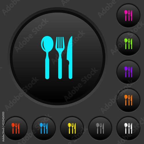 Restaurant dark push buttons with color icons