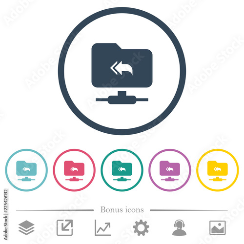 FTP root directory flat color icons in round outlines