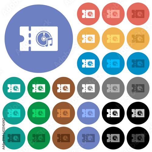 Music store discount coupon round flat multi colored icons