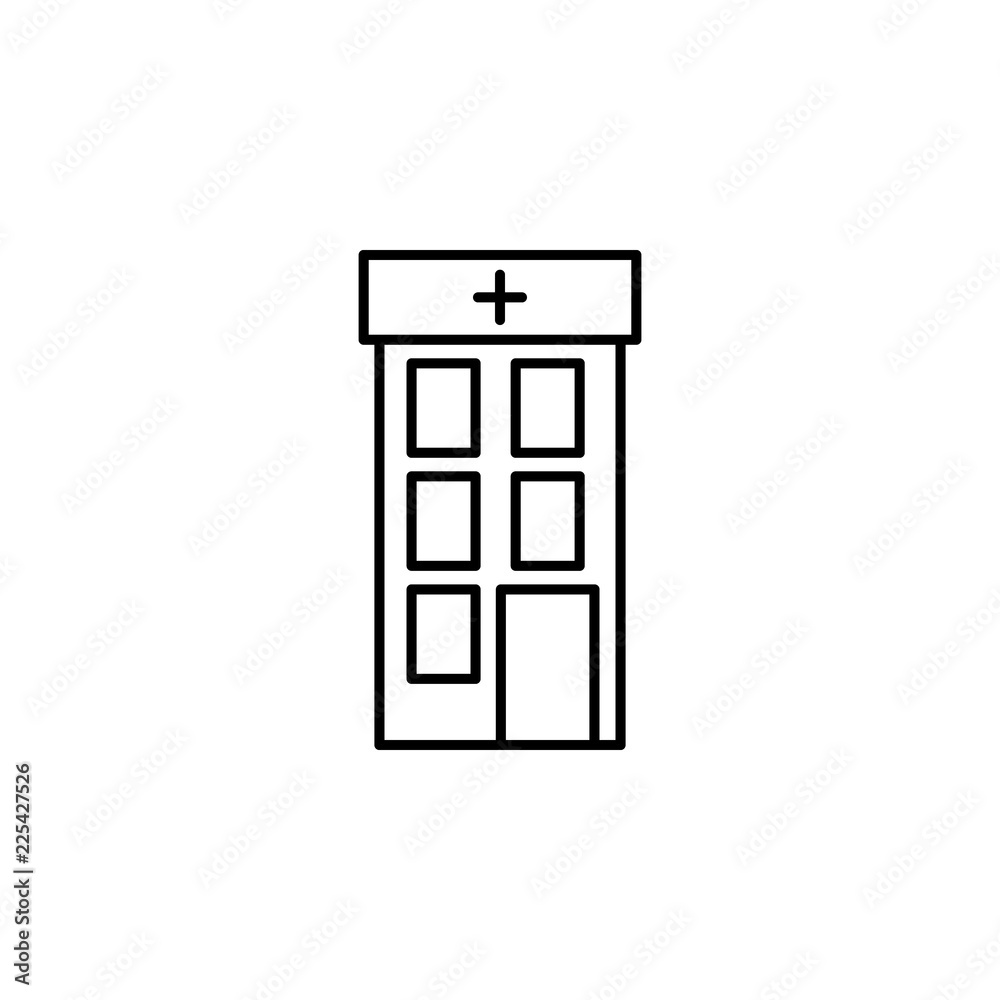 building, clinic, hospital icon. Element of hospital building for mobile concept and web apps illustration. Thin line icon for website design and development, app development building, clinic, hospital icon. Element of hospital building for mobile concept and web apps illustration. Thin line icon for website design and development, app development