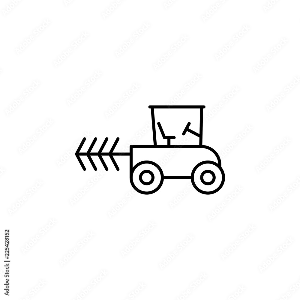 cultivating tractor icon. Element of construction machine icon for mobile concept and web apps. Thin line cultivating tractor icon can be used for web and mobile