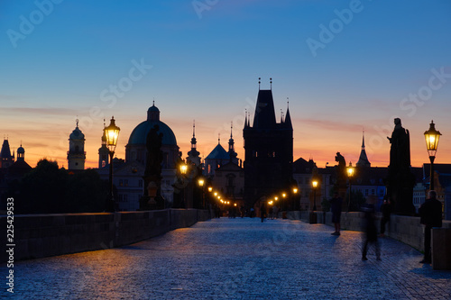 Prague, Charles Bridge at dawn