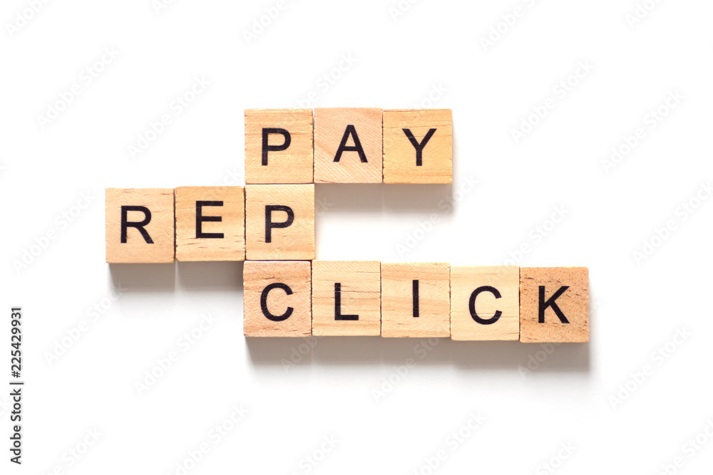 Wood cube text pay per click on white background Wood cube text pay per click on white background
