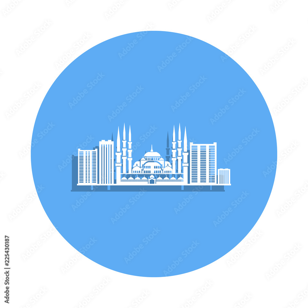 cityscape of Stambula icon in badge style. One of Cityscape collection icon can be used for UI, UX