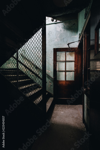 Vintage Staircase   Door - Abandoned Westborough State Hospital - Massachusetts