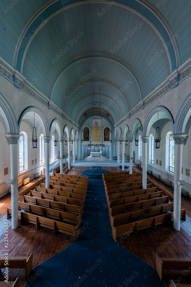 Derelict Sanctuary with Pews - Abandoned Catholic Church - Philadelphia, Pennsylvania