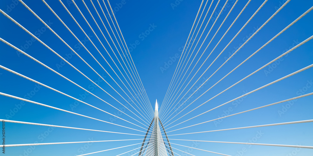 Beautiful bridge and blue sky . - obrazy, fototapety, plakaty 