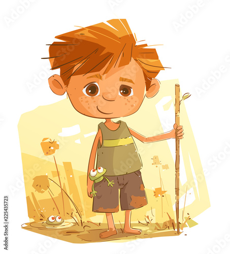 Little Boy Having Fun in the Nature