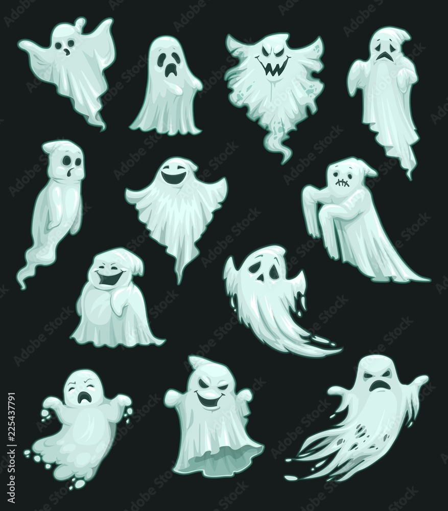 Halloween holiday party vector cartoon ghosts Halloween holiday party vector cartoon ghosts