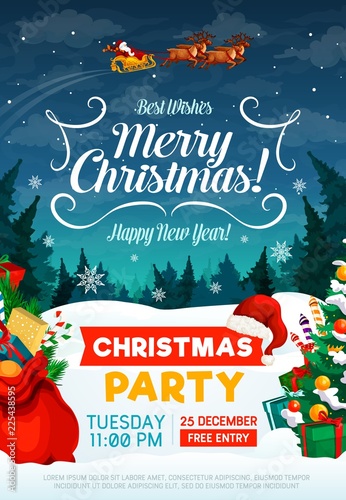 Christmas holiday party invitation poster