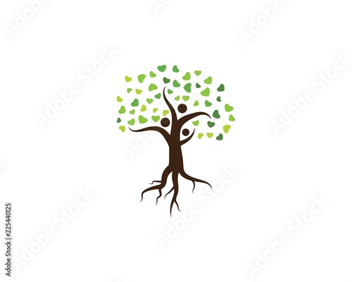 family tree ilustration logo template