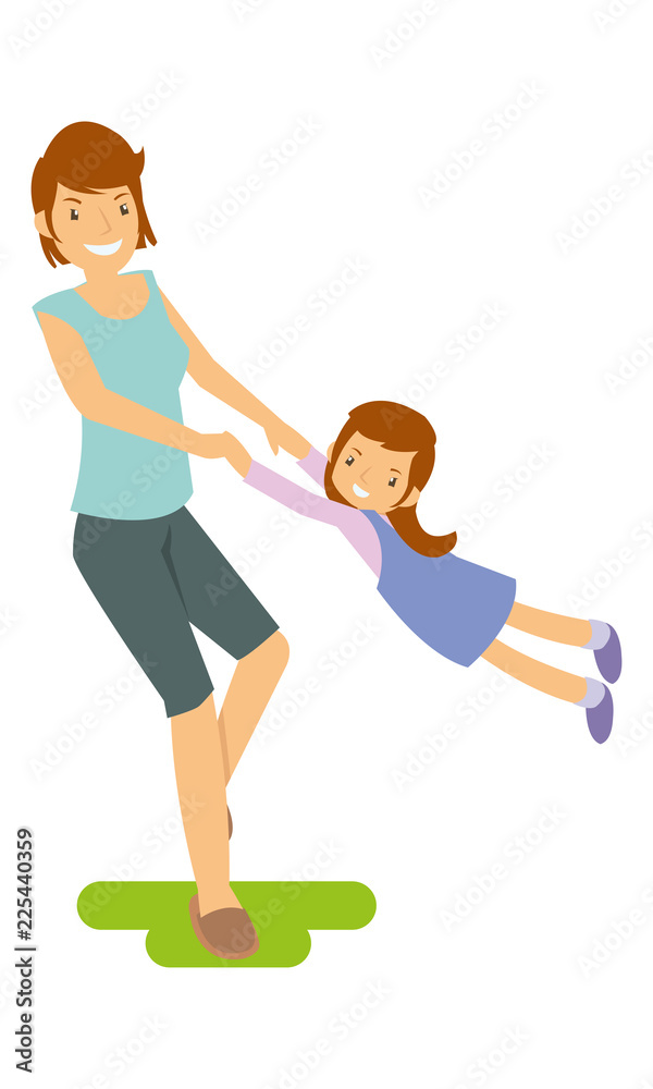 Mother and Daughter playing fun activity