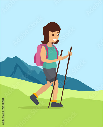 Teenage girl walking down the hill
