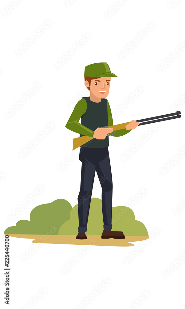 Young man with a gun