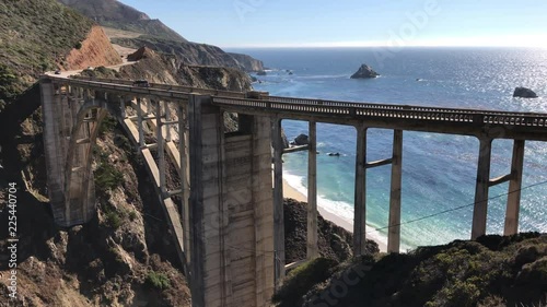 Locked down view of Bixby Creek Bridge in the Big Sur area of Central California