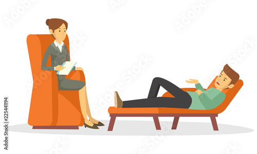 Female psychiatrist consulting. Medical practitioner treating patient on mental health problems, office. Specialist helps with emotional disorders.