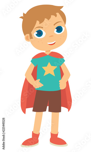 Vector illustration of good boy with the robes and he think he is superhero