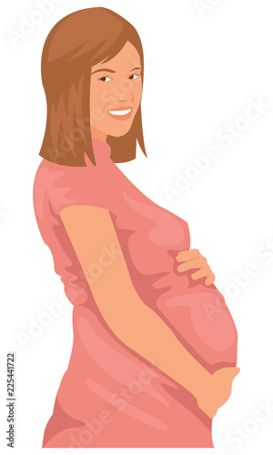 Smiling pregnant woman waiting for her baby