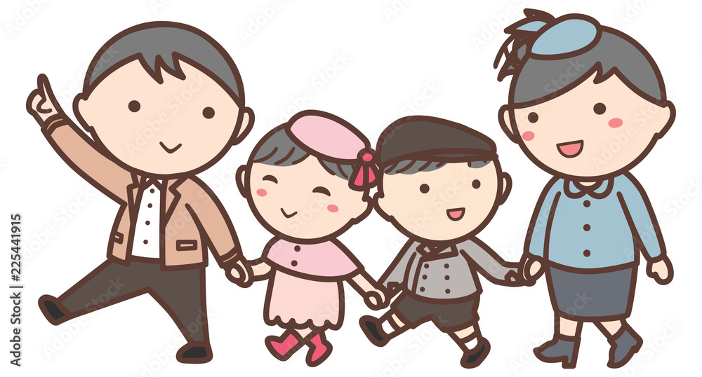 親子家族でおめかしおでかけ(父母息子娘) 親子家族でおめかしおでかけ(父母息子娘)