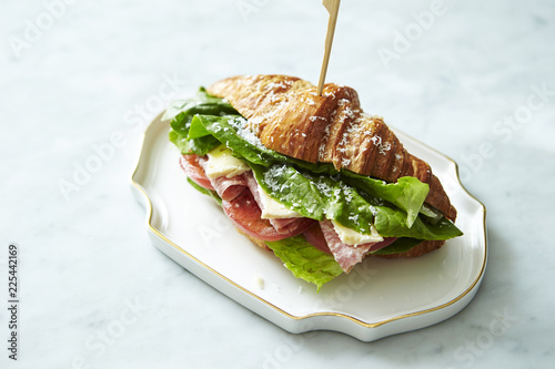 Ham and cheese croissant sandwich 