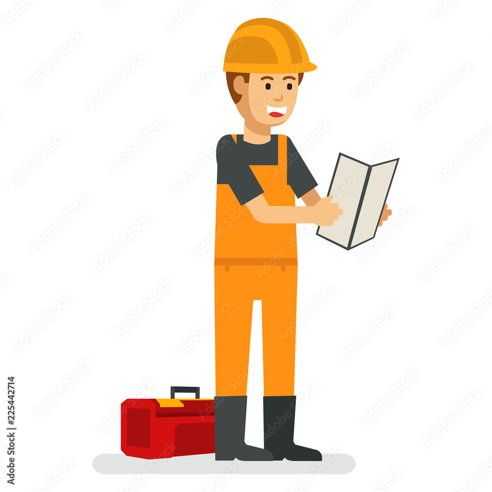 A guy reading construction plan A guy reading construction plan