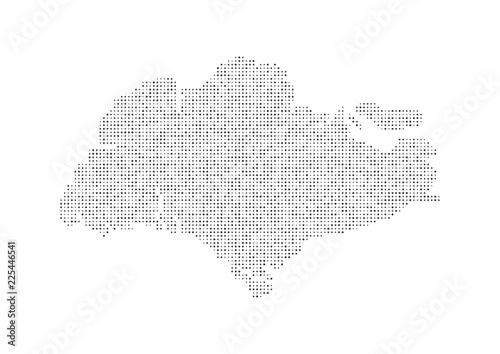 Abstract map of the Singapore created from dots pixels art style. Technology and communication network map concept. Vector illustration