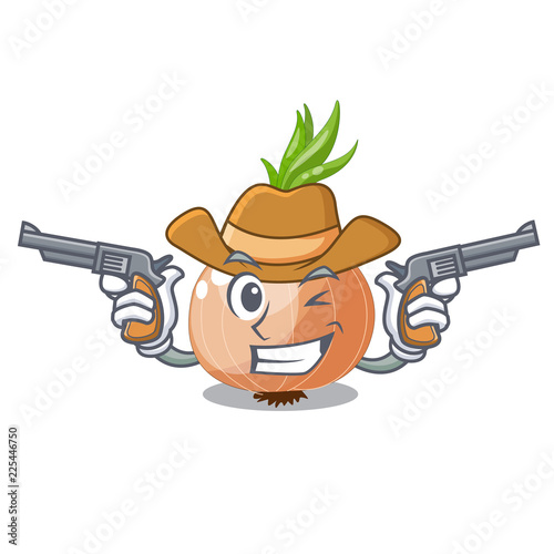 Cowboy raw onions in a cartoon box