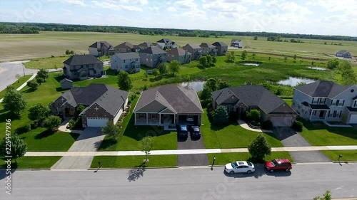 Homes in rural subdivision edge of farmland