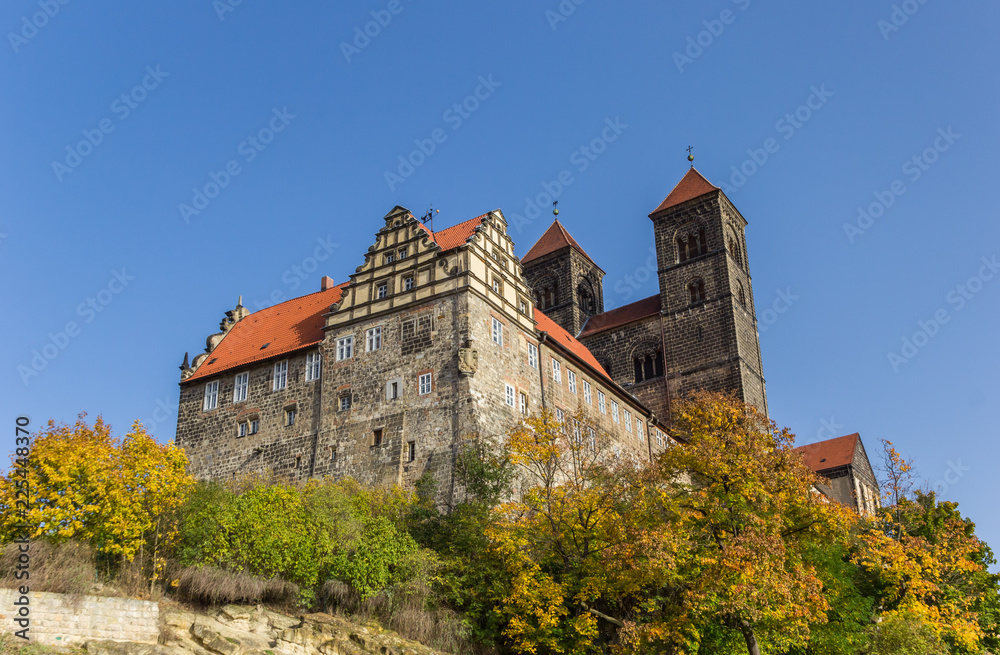 Castle and fall colors in historic Quedlinburg, Germany