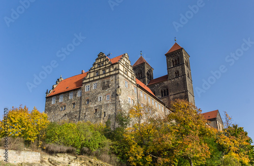 Castle and fall colors in historic Quedlinburg  Germany