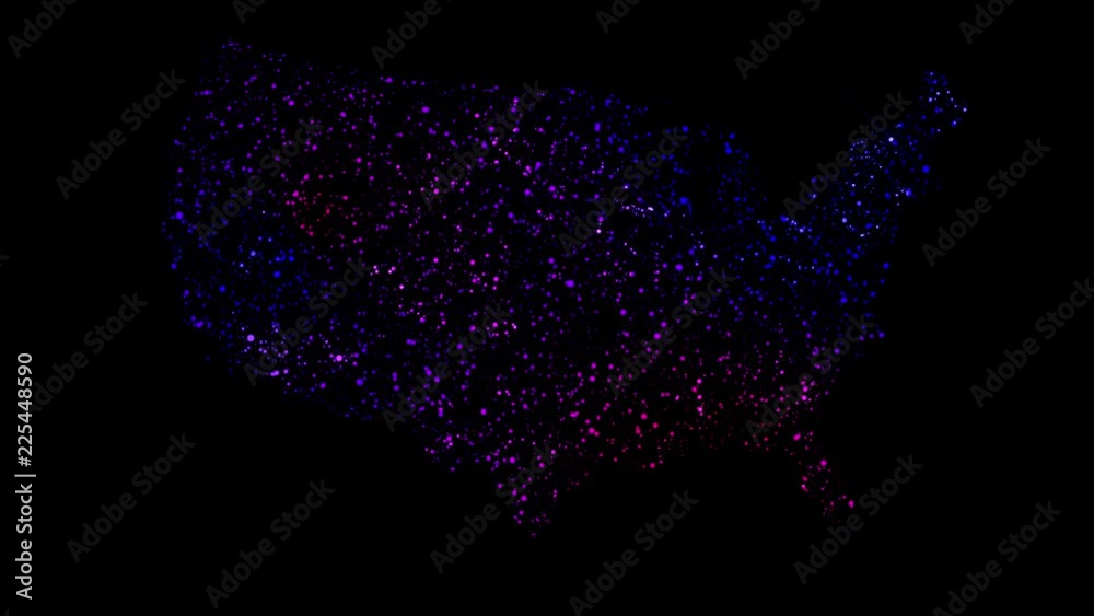 USA Political Map (Red State Blue State Particle Blend) [4K] vídeo de ...
