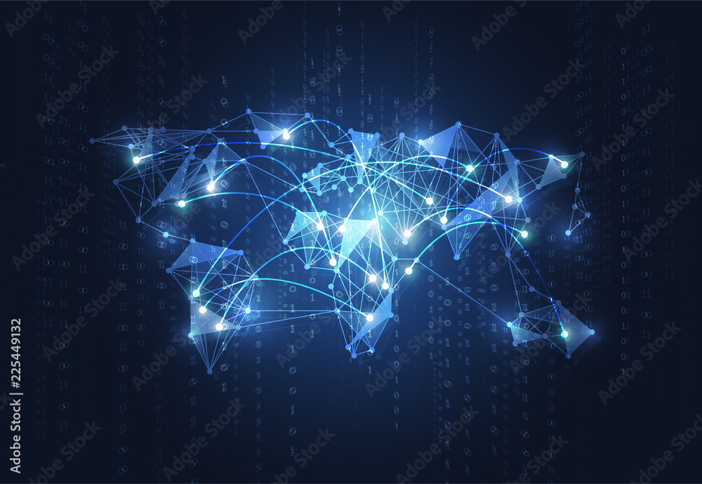 Global network connection. World map point and line composition concept of global business. Vector Illustration Global network connection. World map point and line composition concept of global business. Vector Illustration