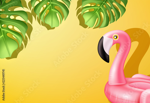 Vector 3d pink flamingo inflatable pool ring