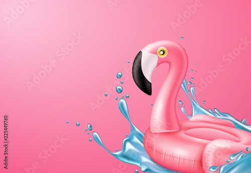 Vector 3d pink flamingo inflatable pool ring