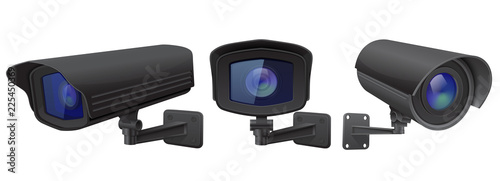 CCTV security camera. Black surveillance devices