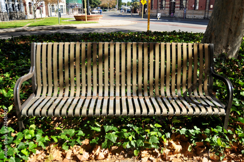 Wooden bench in garden at Phillimore Street photo