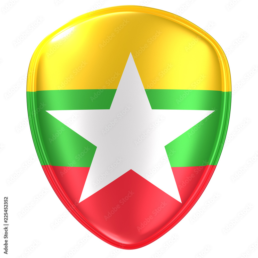 3d rendering of a Myanmar flag icon. 3d rendering of a Myanmar flag icon.