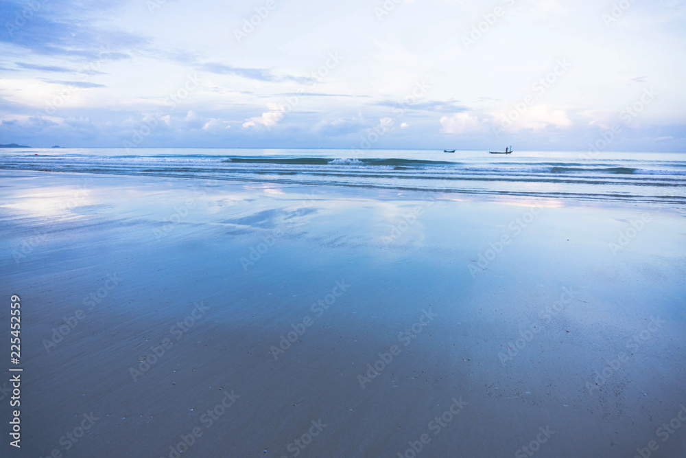 Exotic beach nature and clouds on horizon. Summer beach paradise. beach relax, landscape morning sea.
