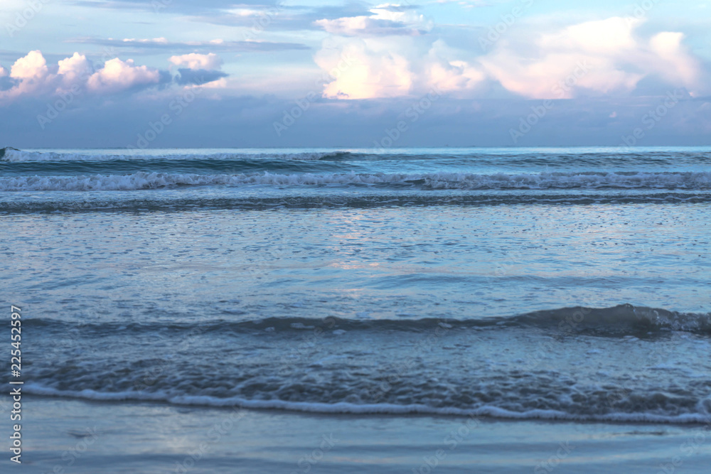 Exotic beach nature and clouds on horizon. Summer beach paradise. beach relax, landscape morning sea.