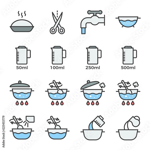 cooking instruction icon filled outline editable stroke