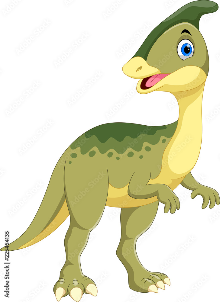Fototapeta premium Cute Parasaurolophus dinosaur cartoon