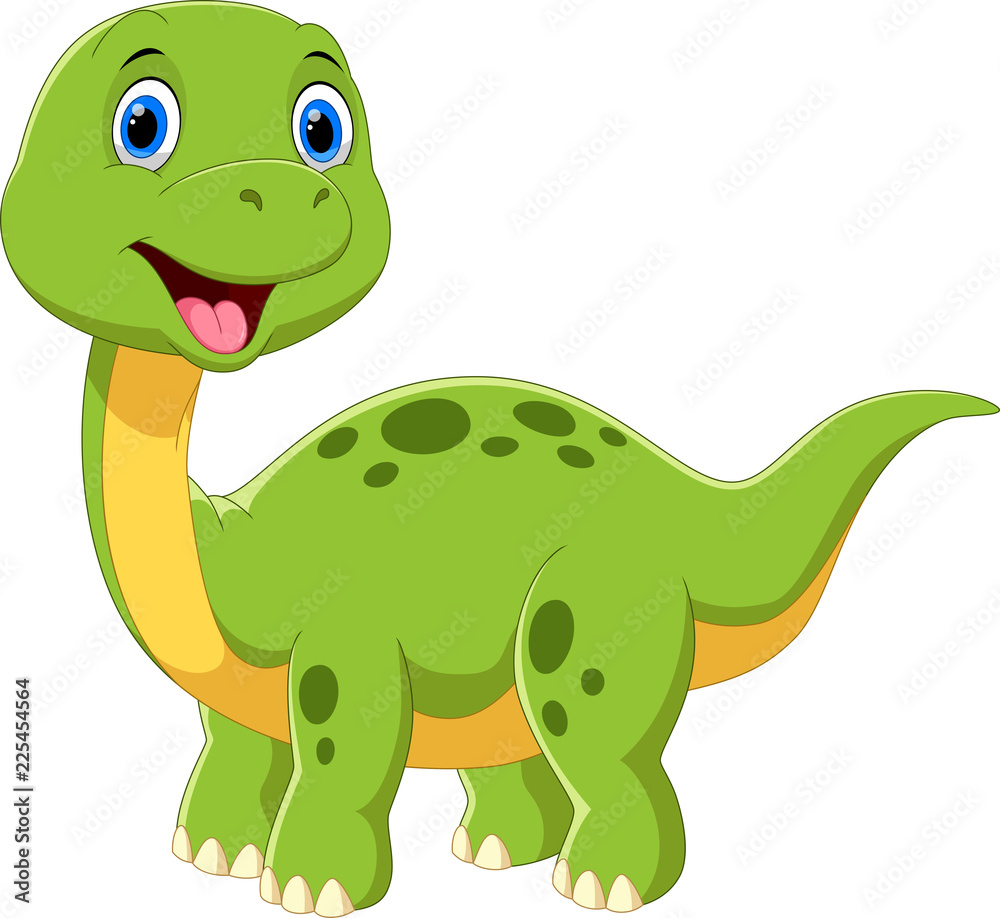 Naklejka premium Cute baby brontosaurus cartoon
