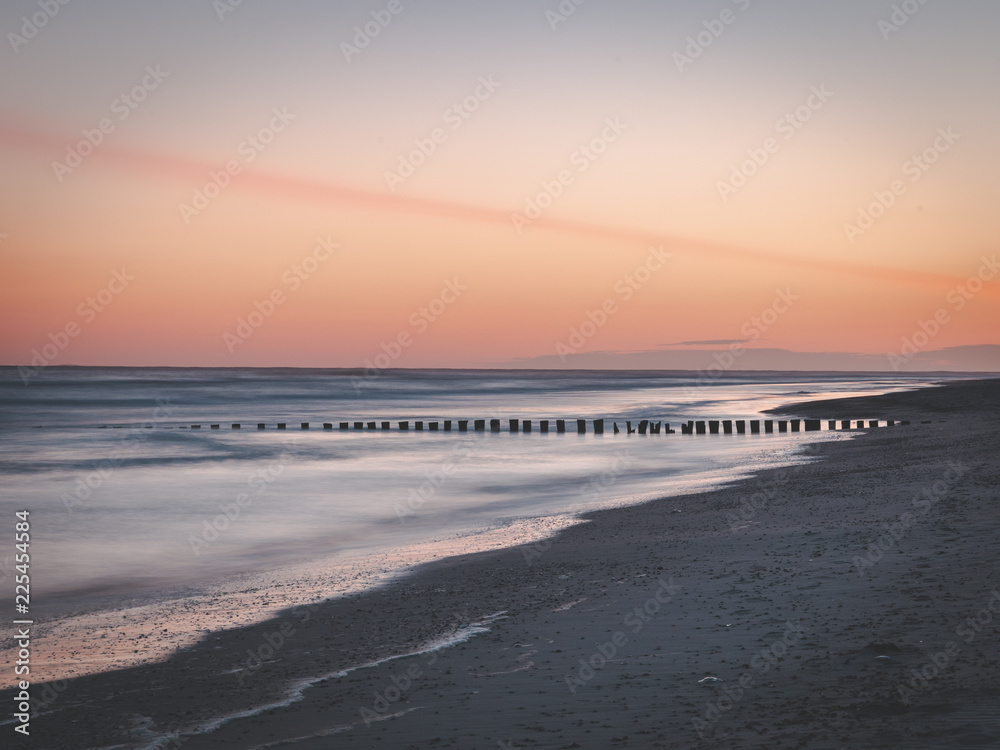 Calm sunset over beach in Netherlands