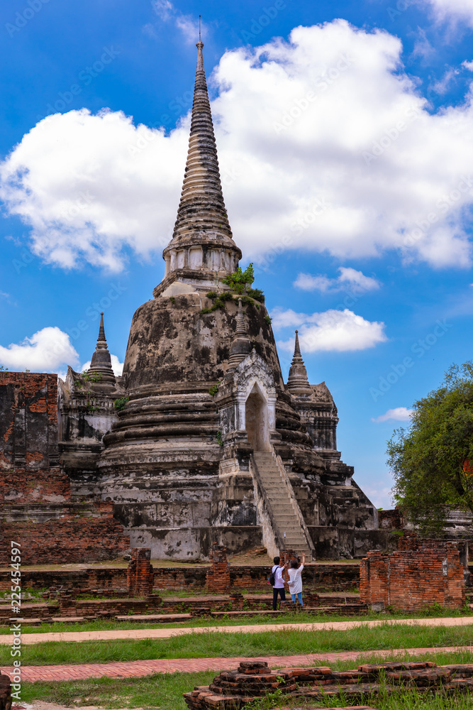 old pagoda and blue sky background of Ayutthaya in Thailand old pagoda and blue sky background of Ayutthaya in Thailand