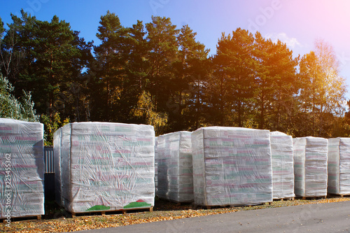 the insulating materials wrapped plastic stretch film on the street