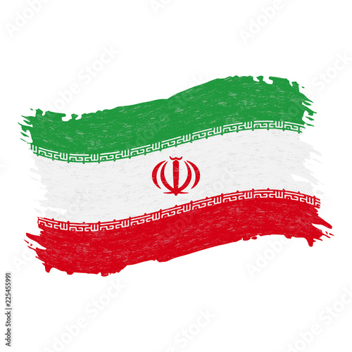 Flag of Iran, Grunge Abstract Brush Stroke Isolated On A White Background. Vector Illustration. National Flag In Grungy Style. Use For Brochures, Printed Materials, Logos, Independence Day photo